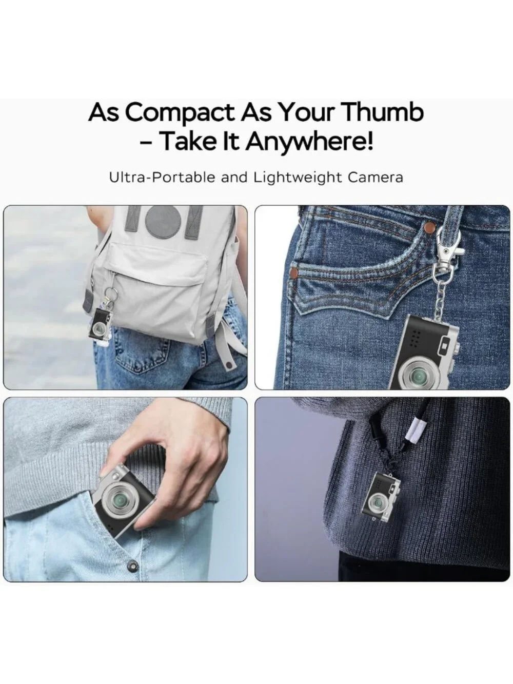 Mini 1080P HD Digital Keychain Camera with 32GB Card & OTG Adapter - Compact